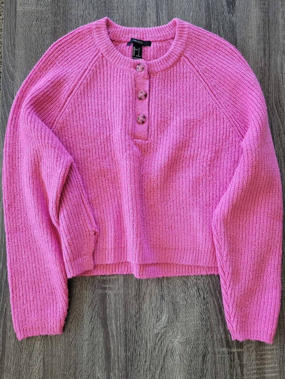 Forever 21 Pink Split Hem Knit Sweater